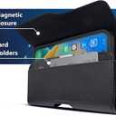 DeBin Cell Phone Belt Case Compatible with Samsung Galaxy Ultra Models (S25 S24 S23 S22 S21), A54/A53/A25/A15, Premium Leather, Magnetic Flap Holster & ID Card Pouch Holder, Black