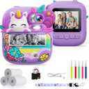 Kids Camera Instant Print, Camera for Kids with Printable Photos, Toddler Camera Toys for Children Ages 3-14, Digital Camera Birthday Gifts for Girls 4 5 6 7 8 9 10 11 12 13 Years Old (Purple)