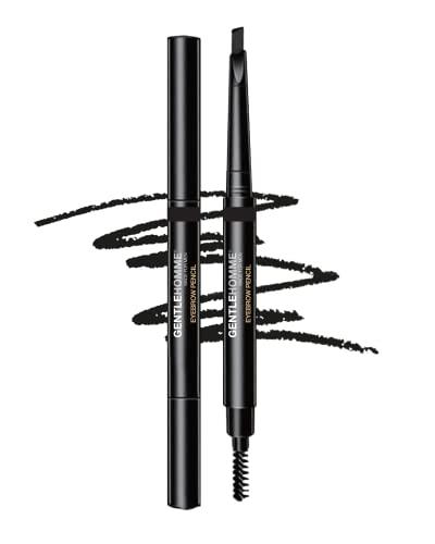 Gentlehomme - Men's 2-in-1 Eyebrow Brush & Pencil - Shape, Define & Fill In - Ultra-Thin - Long-Lasting Black - Vegan - 2 Pencils