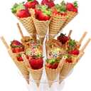 Jusalpha Clear Acrylic Ice Cream Cone/Sushi Hand Roll Stand Holder Christmas Halloween Candy Decorative (Capacity: 24) (1 Set)