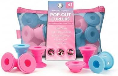 My Beauty Spot 40 Pc. Silicone Hair Curlers - 40 Silicone Curlers, 2 Sizes, No Heat Damage, Soft Material, Comes with Storage Case