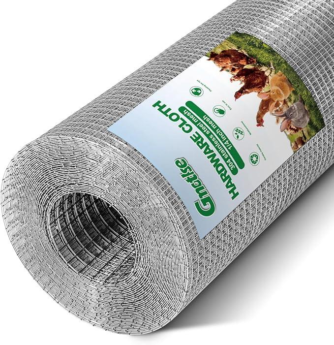 Hardware Cloth 1/4 inch 23 Gauge Large Size 304 Stainless Steel mesh Chicken Wire Welded Fencing Wire Mesh Roll Garden Fence 40in×49ft