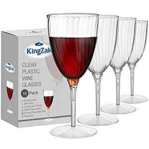 Lillian Tablesettings Premium 16 Count Wine Glasses 8 oz. Clear Hard Plastic 1-Piece Disposable Cups