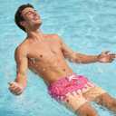 westwolf Men Swim Trunks with Compression Liner Men's 2 in 1 Bathing Suits 7 Inch Hawaiian Board Shorts (X-Large, Yellow Pink)