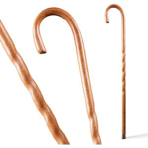 Brazos Handcrafted Wood Walking Cane, Twisted Oak, Crook Style Handle, for Men & Women, Made in The USA, 37"