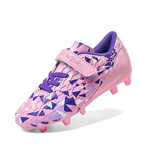 DREAM PAIRS Boys Girls Soccer Cleats Kids Football Shoes for Little/Big Kid,Size 5 Big Kid,Pink/Purple