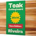 Riveira Teak Wood Cutting Board  Gourmet Teak Grandeur: 20 x 14 Wooden Cutting Board  Natural Wooden Cutting Boards For Kitchen Decorative  Innovative Juice Grooves Teak Wooden Chopping Board