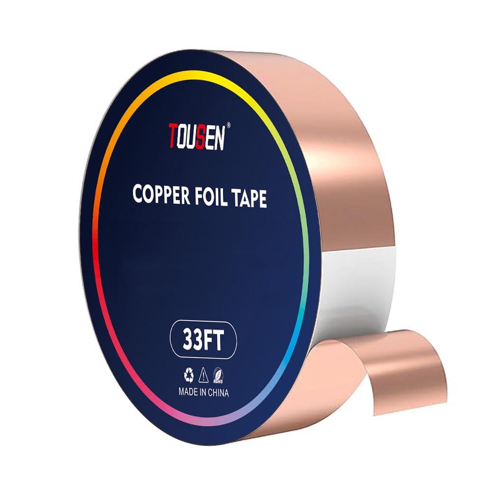 Double Conductive Copper Foil Tape (0.05mm x 1.5" x 33FT)  99.95% Pure EMI Shielding, 0.05mm Thick for Electronics & Grounding