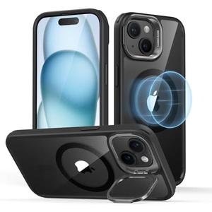 ESR for iPhone 15 Plus Case, Compatible with MagSafe, Military-Grade Protective Case, Built-in Stash Stand Phone Case, Scratch-Resistant Back Cover, Classic Series, Clear Black