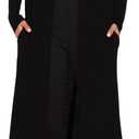Bluetime Women Floor Length Open Front Cardigan Lightweight Long Sleeve Maxi Duster with Pockets (Large, Black)