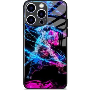 Anime Phone Case for iPhone 14 Pro Max, Slim-Fit Manga Design Glass Shell, Pocket-Friendly Precision Cutouts Protective Cover (Inosuke)