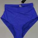 Tempt Me Women Retro High Waisted Bikini Bottoms Tummy Control Swimsuit Bottoms (Royal Blue, Small)