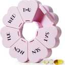 MOLN HYMY Large Weekly Pill Organizer, Girly Pill Box 7 Day, Purple Pink Daily Vitamin Holder for Fish Oil/Medicine/Supplements