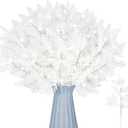 Cindeer 100 Pcs Christmas Tree Picks Sprays 10.2 Inch Glitter Artificial Pine Leaves Cedar Stem Faux Pine Needles Greenery Cedar Branches Ornament for Home Garland Wreath Winter Decor(White)