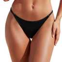 Zmart Women Thong Bikini Bottoms G String Sexy Low Waist Swimsuit Bottom Brazilian Cheeky Bathing Suit Bottoms XXS