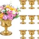Gold Vase for Centerpieces Compote Bowl: Wedding Pedestal Vases 5.9 Inch Metal Flower Urn for Table Party Home Decor Set of 10