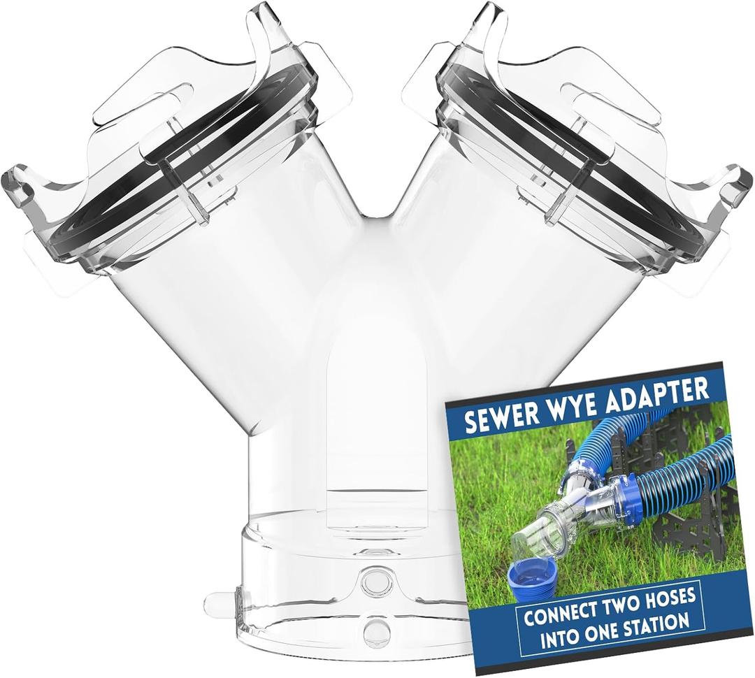 DUMPMAN RV Wye Sewer Hose Adapter, Sewer Hoses Y Splitter with Built-in Gasket, Twist Bayonet Design Y Connector