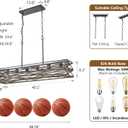 40''Large Farmhouse Rectangular Chandeliers for Dining Room,6-Light Black Matte Dining Light Fixture,Modern Industrial Pendant Lights Kitchen Island,Linear Chandelier with Retro Wood Texture Interior