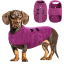 Queenmore Small Dog Sweaters, Soft Fleece Vest Pullover Dog Jacket with Leash Hole, Warm Winter Dogs Clothes Cold Weather Doggy Dachshund Sweater for Small Doggy Cats Boy or Girl (Cationic Berry, S)