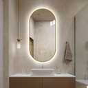 LAIYA 48X24 inch Oval LED Bathroom Mirror, Gold Aluminum Frame, Backlit, Anti-Fog, Dimmable, Memory Function