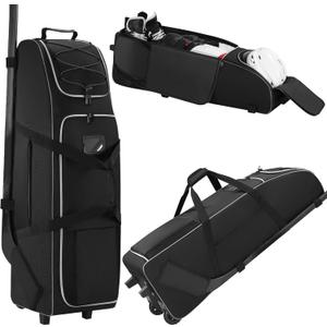 39-Inch Hockey Bag with Wheels, Large Ice Hockey Duffel Travel Bag for Equipment & Gear, with Separate Shoe Compartment (Black)