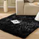 ORINOVA Black Faux Sheepskin Washable Fluffy Fur Rugs for Bedroom Fuzzy Nursery Rug 3x5 Rectangle Rug Cute Room Home Décor
