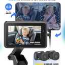 Baby Car Camera for 2 Kids - 4.3" Dual Channel Car Baby Monitor with Split Screen,Night Vision, Wide View, Easy Install Rear Facing Backseat Camera for Baby