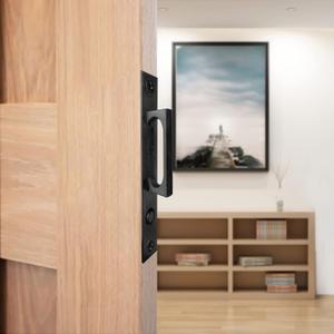 Pocket Door Edge Pull - Sliding Door Pull Handles Hardware,Pockets Hidden On The Side Pop-up Door Handles,Pull Ring is Larger and Easier to Use Black 2 Pack
