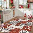 Washable Rugs 5x7 Christmas Area Rug for Bedroom Living Room Non Slip Xmas Dining Room Throw Carpet Washable Kitchen Large Rugs Holiday Dcor Soft Patchwork Christmas Rug for Nursery Home Office, Red
