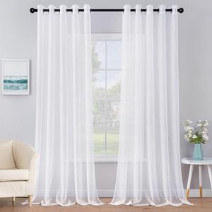 MIULEE Solid Color Sheer Curtains 96 Inches Long 2 Panels Set - Elegant Lightweight Grommet Light Filtering Window Voile Panels/Drapes/Treatment for Bedroom Living Room W70 x L96 Inch, White