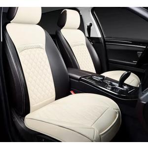 Front Leather Car Seat Covers – Waterproof, Universal Fit for Most Trucks, Jeep, Van, SUV, Pickup, Sedan, Airbag Compatible, Luxury Seat Protectors with Storage Pocket