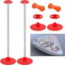 GOOSO 2 Pack Boat Cover Support Poles Height Adjustable Support Poles Pontoon System for V-Hull/Pontoon/Bass/Jon Boat Cover Accessories with 2 Blue/Red PE Ropes (red)