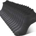 BAMBOO COOL Men's Ankle Socks Athletic Low Cut Heel Tab Cushioned Moisture Wicking, Running Arch Support Breathable, 8 Pack (Gray, L)
