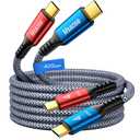 Braided Thunderbolt 4 Cable 3.3 FT 2 Pack Compatible, 40Gbps, 240W PD, 8K@60Hz / 4K@144Hz, Dual 4K for Mac mini, iPhone 17, MacBook Pro M4 M5/ Air, SSD, Docking, eGPU, XPS, USB4