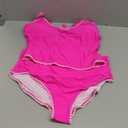 Eomenie Tankini Swimsuit for Women Tummy Control Ruched Two Piece Bathing Suits High Waisted Shell Stitch Swimwear (X-Large, Hot Pink)