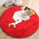 Gifeas Red Round Rug for Girls Bedroom, Fluffy Circle Carpet 46'' for Kids Room Decor Shaggy Circular Rug for Baby Nursery Dorm Upgrade Fuzzy Plush Rug for Living Room Cute Room Decor for Teens Baby