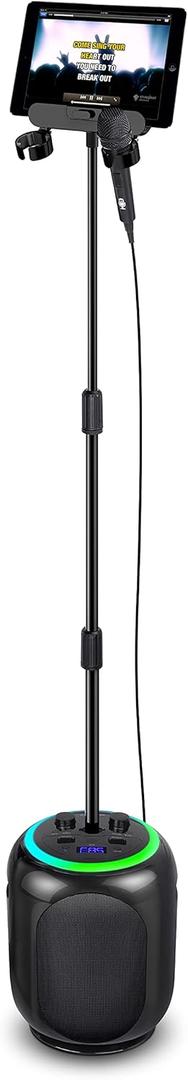 Singing Machine SingCast MAX Bluetooth Video Casting Karaoke Machine, Party Speaker, Microphone, 22 Voice Effects, Pitch Correction, Lights, Stand, 35W Sound for PA System Function for Adults & Kids (Black)
