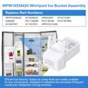 Upgraded WPW10558424 Refrigerator Ice Bucket Compatible with Whirlpool Ice Bin Replacement W10558424 Whirlpool Ice Bucket Parts WRS321SDHZ01 WRS321SDHZ05 WRS321SDHZ08 Ice Maker Tray Ice Container