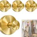 4 Pack Suction Cup Hooks for Shower, Removable Shower Hooks for Inside Shower, Metal Towel Hooks for Bathrooms, Suction Cups for Glass Door, Window, Wall, Mirror, Bathroom, Wreath Hangers (Gold)