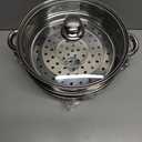 Steamer Pot for Cooking 11 inch Stainless Steel, 3-tier Multipurpose 18/8 Stainless Steel Steam Pot Cookware with Lid for Vegetable, Dumpling, Stock, Sauce, Food