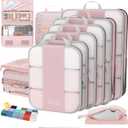 10 Set Compression Packing Cubes for Travel Essentials Women Mom,Compressible Expandable Packing Cubes for Suitcase,OlarHike Luggage Organizer Bags for Travel,Handy Helper for Organizing Clothes(Pink)