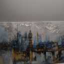 Pogusmavi Large Wall Art for Bedroom Abstract City View Canvas Art Modern Home Decor Gray Blue Buildings Prints for Bedroom Wall Art Office Artwork Wall Decor for Living Room Decor 24x48 inches