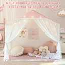 Kids Play Tent with Mat, Playhouse Tent Indoor Toddler Girl Tent with Pompoms Door Curtains, Princess Tents Children Play House Birthday Toy House Gift, Play Cottage (Pink)
