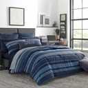 Nautica - Twin/Twin XL Comforter Set, Reversible Cotton Bedding with Matching Sham, Medium Weight for Year Round Use, Dorm Essentials, Oeko-Tex Certified (Longpoint Blue)