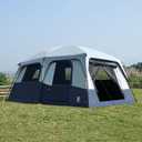 EVER ADVANCED 10 Person Camping Blackout Design Tent, Multi Room Tent for Family, Large Tents with Rainfly and Carry Bag, 2 Doors, Water-Resistant, 14ft x 10ft x 84in