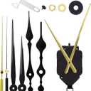 Non-Ticking Quartz DIY Wall Pendulum Clock Movement Mechanism with 6.7 in Long Spade Hand Battery Operated Repair Parts Replacement with 3 Pairs of Hand, 15/32 in Max Dial Thick, 9/10 in Shaft Length