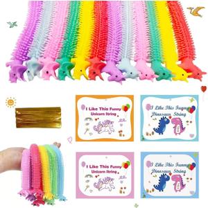 Valentine's Day Cards for Kids, 48Pcs Stretchy String Toys Set Classroom Gift Exchange Stress Relief Game Party Favors (Vertical)