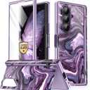 GVIEWIN for Z Fold 7 Case Built-in HD Screen Protector [Compatible with Magsafe][Hidden Kickstand] Magnetic Full-Body Hinge Protection Slim Phone Case for Samsung Galaxy Z Fold 7, Quicksand/Purple