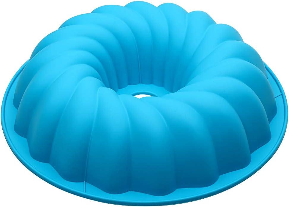 Alimat PluS Silicone Cake Pan 6 Cup, Round Fluted Cake Mold 9.8 Inch, Tube Cake Pan Silicone Baking Molds for Jello, Gelatin, Pound Cake