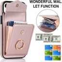 Asuwish Phone Case for iPhone 12 Mini 5.4 Wallet Cover with Tempered Glass Screen Protector and RFID Blocking Ring Credit Card Holder Leather Cell iPhone12mini 5G i 12s iPhone12 12mini Women Rose Gold